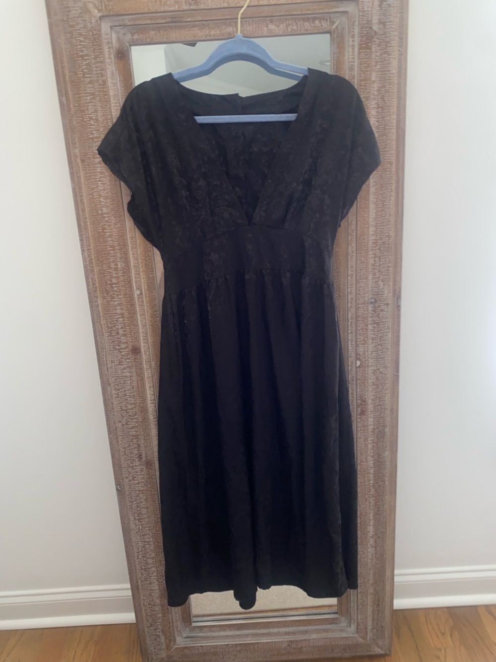 Black V-Neck Midi Dress